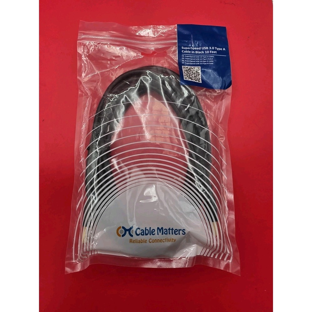 Cable Matters USB 3.0 Cable Unisex 10ft Black New 5Gbps Type A Male to Male